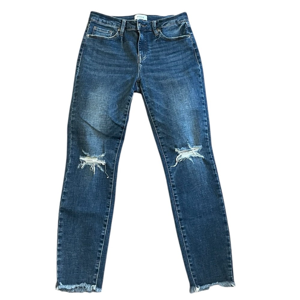 PISTOLA Distressed Frayed Hem Skinny Jeans